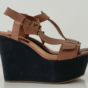 7 for all Mankind platform wedge sandal
